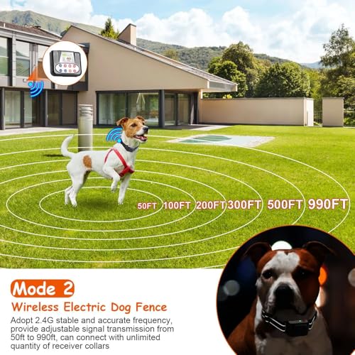 Dog Wireless Fence & Remote Shock Dog Training Collar 2-in-1, Electric Dog Fence, Adjustable Warning Strength & Range Sizes, Rechargeable Pet Boundary Containment System for 1/2/3/4 Dogs,for3dogs - size: for3dogs