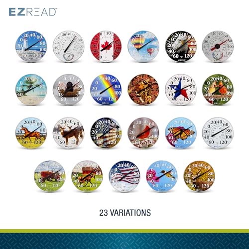 Headwind Consumer Products EZREAD Hanging Dial Thermometer - Weather Thermometers for Indoor and Outdoor Use, Large 12.5 Inch Diameter, Easy-to-Read Numbers, Hummingbird - color: Hummingbird