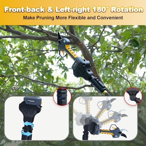 2-in-1 40mm 1.6inch Cordless Pole Pruner & Electric Pruning Shears | Includes Extension Pole & 2×2000mAh Batteries, Reach 14.7FT High Branches Without a Ladder for Orchards, Gardens & Tree Care - style: PR-E40-Set