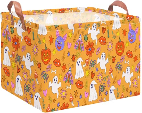 NTAO Gift Storage Basket Empty for Halloween, Storage Bin with Handles, Room Decor, Book Box(Cartoon Halloween) - color: Cartoon Halloween