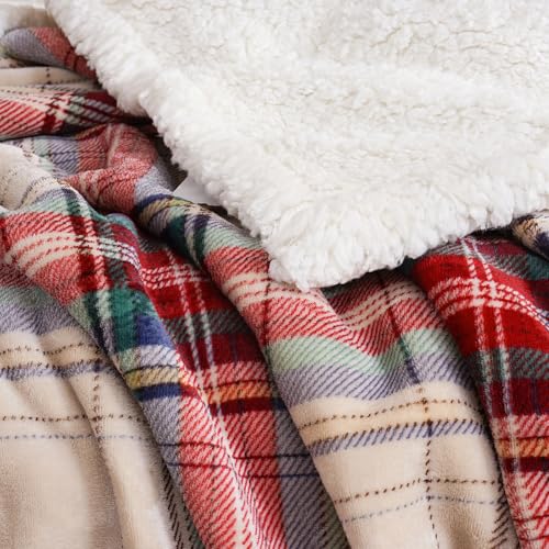PU MEI Sherpa Fleece Throw Blanket 80" x 90" Reversible Plush Fluffy Large Big Blanket Lattice Flannel Blankets for All Season Use, Chrismas Red - color: Chrismas Red, size: 80"*90"