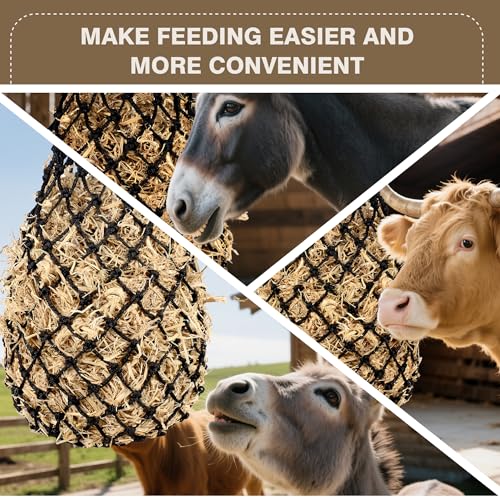 2PCS Slow Feeder Hay Nets Feed Bag for Horses, Extra Thick 40" Slow Feed Hay Net with 2" Holes Hanging Bags for Goat and Livestock Supplies (Blue - color: Blue |2PCS