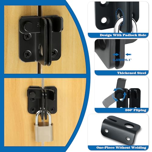 Alise Black Flip Latch Door Latch Heavy Duty Gate Latch Barn Door Lock | SUS 304 Stainless Steel Door Latch Lock for Wooden Fence Shed Barn Chicken Dog Cage Window Cabinet Backyard Garage - color: Matte Black, size: Small Size (SUS304 SS)