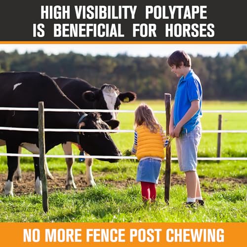 1 Roll 2 Inch x 1000 ft Electric Fence Tape Polytape | Polytape Fencing Horse Fence for Livestock Horse Paddock, High Visibility Polytape, Farm Perimeter Fencing - color: White, size: 2 Inchx 1000 ft