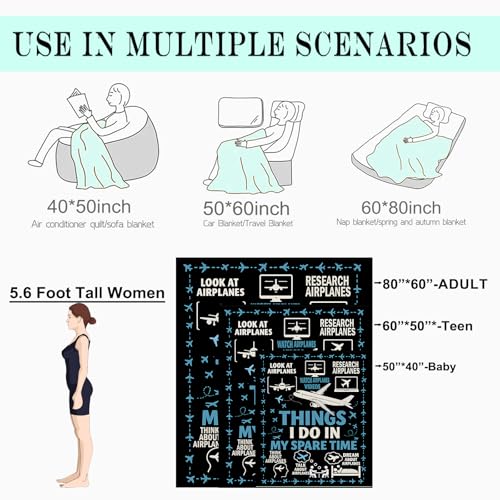 Funny Airplane Fleece Blanket,40x50in,Aviation Plane Video Dream Pilot Throw Blankets,Soft Cozy Lightweight, Ideal for Bed Living Room Home Cool Decor,Men Gifts - color: Airplane, size: 40x50 Inch