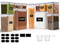 ComSaf Airtight Food Storage Containers with Lids 7size 11Pack, Stackable | Plastic Canister, Flour Sugar Cereal Pasta Rice Oats Coffee Snacks Dry Food, Pantry Kitchen, Label & Scoop, BPA-free, Clear - size: 7 Size-Rectangle