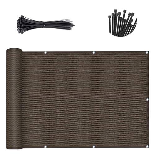 SUNLAX 3'x6' Brown Balcony Privacy Screen Fence Windscreen 90% UV Block | 90% privacy shield, windscreen cover, shade netting mesh cloth, durable fabric, grommets, patio backyard porch railing - color: Brown, size: 0 3' x 0 6'