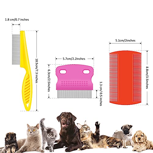 Boao 6 Pack Flea Comb Pet,White, Yellow, Green, Purple, Orange, Dark Blue | Stainless Steel Rounded Teeth, Double Sided Design, Lice Remover, Tear Stain Tool, Dematting Brush for Cats Dogs Grooming - color: White, Yellow, Green, Purple, Orange, Dark Blue