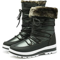 HEAWISH Women’s Winter Snow Boot Fur Lined Mid Calf Warm Boots - color: Green, size: 8