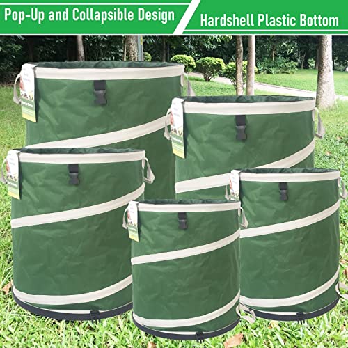 46-Gallon Collapsible Trash Can (22x28 in) Hard-Shell Bottom Yard Garden Bag,Big Leaf Bag,Yard Waste Bags,Debris Container,Pop-Up Recycling Bin,RV Camping Waste Bin,Laundry Hamper,Lawn Grass,Weeds Bag - style: 46 Gallon Bag with Gardening Gloves