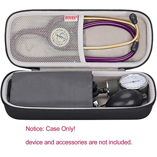 BOVKE Stethoscope Case for 3M Littmann Classic III Monitoring, Lightweight II S.E, Cardiology IV Diagnostic Stethoscopes - Extra Room fits Pen Light Scissors Pulse Oximeter Nurse Accessories, Black | Lightweight II S.E/ MDF Acoustica Stethoscopes Hard Bag