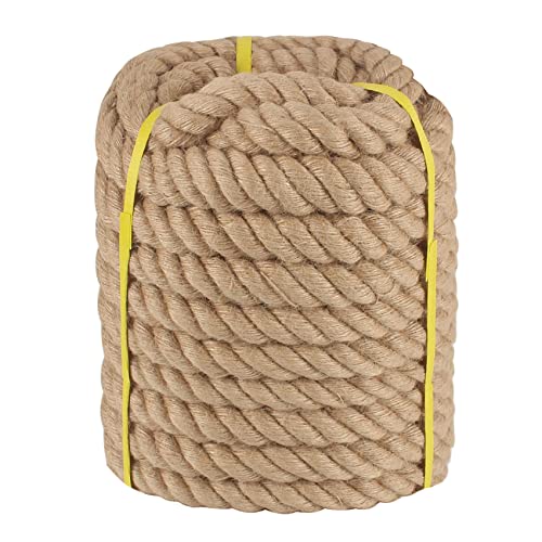 Twisted Manila Rope 1-1/4 in x 100 ft Natural Thick Hemp Rope for Railing Docks Tug of War Decorating Crafts Nautical Landscaping Swing Hammock - size: 1-1/4inch x 100feet