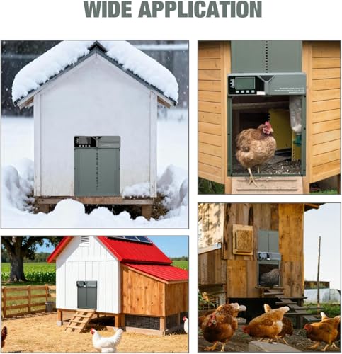 Large Automatic Chicken Coop Door, Solar Powered, Anti-Pinch | 4000mAh Battery, Light Sensor & Timer, Remote Control, For Chickens, Ducks & Geese, Blue - color: Blue