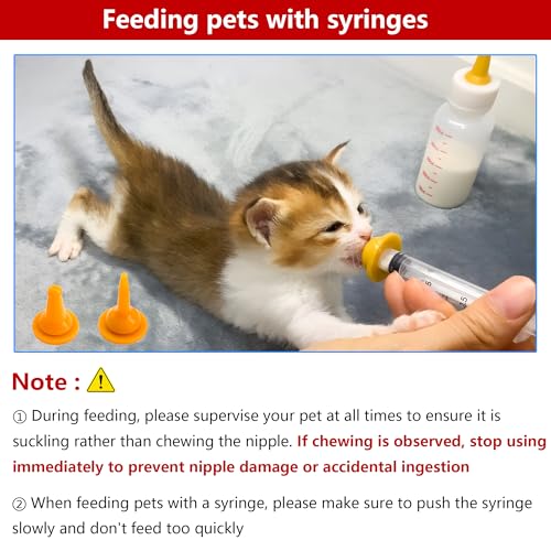 Pet Feeding Bottle and Syringe Set for Puppies and Kittens(3 Bottles,3 Syringes,9 Nipples)