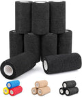 AZEN 9 Pack Self Adhesive Bandage Wrap, 4" X 5 Yards Elastic Cohesive Bandage Wrap, Color Athletic Tape, Tattoo Grip Tape Wrap, Vet Wrap, Ankle Tape - color: Black, size: 4IN - 9Pack