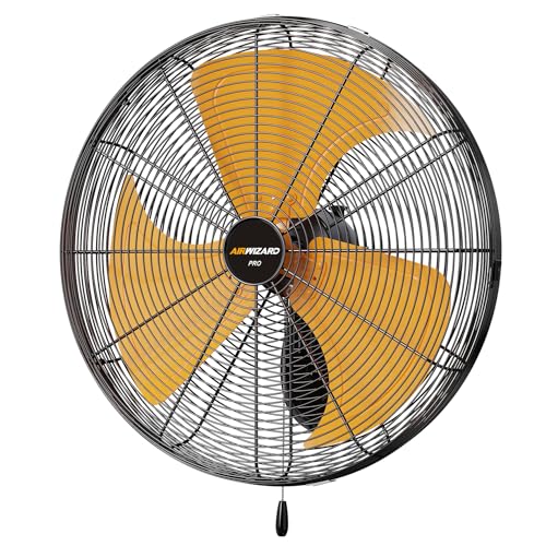 Pro Series 20 inch Oscillating High Velocity Wall Mount Fan, 6000 CFM Industrial Heavy Duty Metal Wall Fan, 3 Speeds, Adjustable Tilt, Quiet Operation Commercial Shop Fan for Garage - size: 20 inch - Indoor