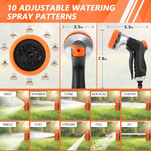 2 Pack Garden Hose Nozzle High Pressure 10 & 2 Water Hose Nozzle | Rust-Proof Thumb Flow Control, Leak-Proof 3/4" NH Fitting, Ideal for Car Washing, Lawn Watering, Garden Care & Patio Cleaning
