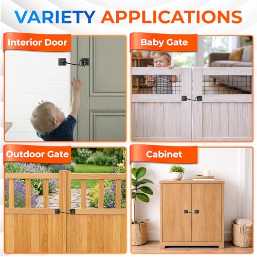 100 Lbs Privacy Cabin Hook & Eye Latch - Safety Buckle Barn Door Gate Latch | 4 Screw Points Privacy Hook with Buckle for Barn Door, Lock Gate Latch Hook for Sliding Door Gate, Bathroom Cabinet Bedroom