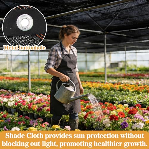 Sukh 70% Shade Cloth for Garden - 10 x 20 FT Sunblock Black Mesh Tarp | Sun Shade Sail with Grommets for Patio, Greenhouse, Outdoor Plants, Raised Beds Netting, Privacy Fence Screen for Balcony - size: 10 x 20 FT