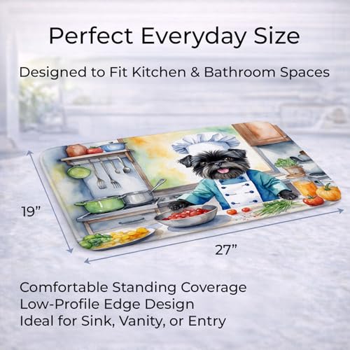 Caroline's Treasures Affenpinscher The Chef Memory Foam Kitchen Mat Machine Washable Anti-Fatigue Mat Cushion Comfort Bath Mat or Kitchen Rug - color: Affenpinscher 6179