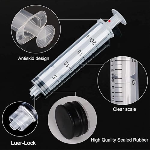 10 Pack 20 ml Syringe for Liquid Without Needle,Luer Lock Syringes with Cap, Individually Wrapped,Measurement for Scientific Labs,Measuring Liquids,Pet Feeding,Oil or Glue Applicator (B 10 Pack 20ml) Luer Lock - size: B 10 Pack 20ml