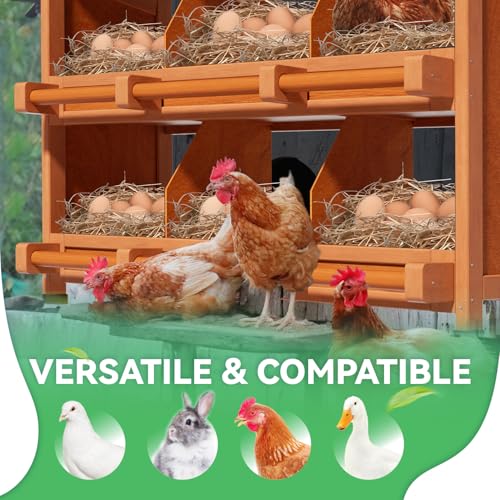 2-Tier Chicken Nesting Box, 6 Compartment Wooden Nesting Box for Chickens with Waterproof Roof, Non-Slip Stable Base, Heavy Duty Chicken Laying Boxes for Hens, Duck, Poultry, Bird, Orange - size: 38.8"L x 12.6"W x 29.8"H