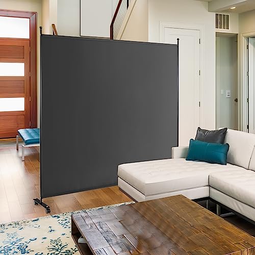 Giantex 73" x 73" Single Panel Room Divider with Wheels, Gray | Mobile Privacy Screen with Lockable Casters, Rolling Fabric Partition Wall for Home, Office, Studio - color: Grey, size: 73''W x 73''H (1 Panel)