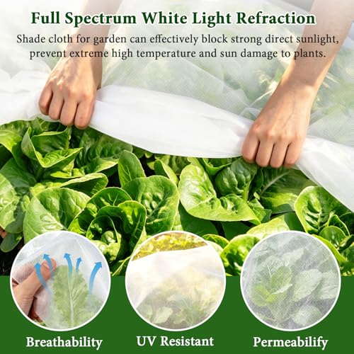 MUDEREK 2 Pack Garden Sun Shade Cloth for Raised Beds 6.5x10ft White | Plant Shade Cloth Non-Woven Garden Sunshade Cloth for Vegetables Sun Shade Cloths for Raised Bed to Protect Plants - size: 6.5x10ft/2PC