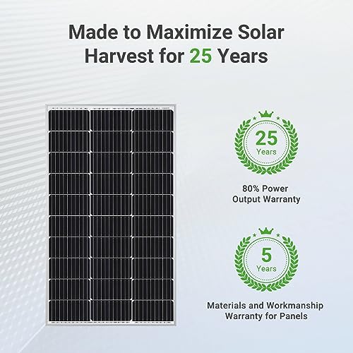 Traver Force 400W 12V Solar Panel, 4*100W, 25% Efficiency, Grade A+ Cells, | IP68 Connectors, IP65 Junction Box, Pre-Drilled Holes & 80% Output After 25 Years, for RV Camping Cabin Marine Off-Grid - size: 4 Pack