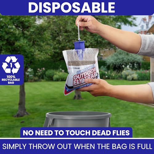 Fly Traps Outdoor Fly Trap for Patio. 12 Non-Toxic Pre-Baited Flies Bags Outdoor Disposable. Hanging Bug Catchers for All Filth Flies Killer for Outside Bug Control in Yard Horse Ranch Trash Can - style: 12pk