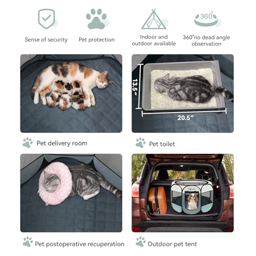Sieidihit Dog Cat Playpen Tent Crate Cage with Washable Pee Pad, Small Grey | Rest Zone for Recovering Pets New Pet Quarantine Room Portable Pop Up Easy to Set up lightweight dog Kennel with Carrying Bag - color: Grey with Pad
