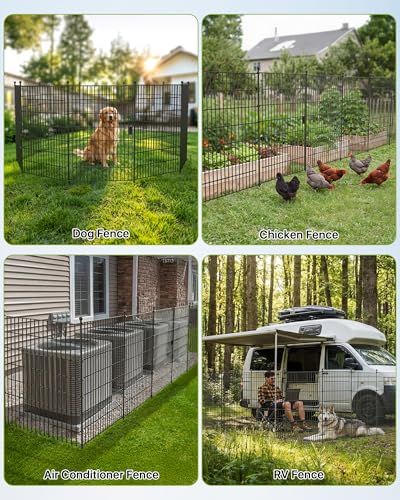 Garden Fence Animal Barrier with Gate 40in(H) x23ft(L) | 10Panels Heavy Duty Metal Wire No Dig Decor Fencing,Tall Outdoor Dog Safety Fences with Stake,Temporary Edging for Yard
