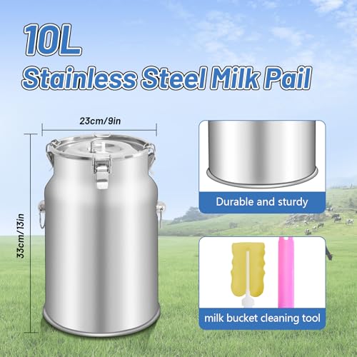 Cow and Goat Milking Machine Electric, 10 L Goat Milker Machine, 5200mAh Rechargeable Vacuum Pump Milker with Food-Grade, Auto-Shutoff Check Valve, 4 Silicone Teat Cups for Small Farms & Homestead