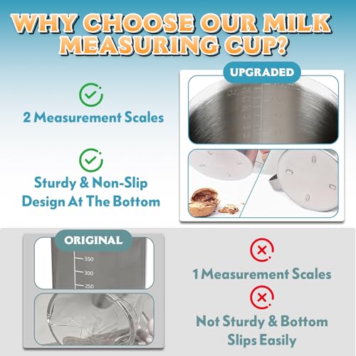 Stainless Steel Measuring Cup 24oz (3 Cup / 700ml), Heavy Duty Liquid Measuring Pitcher with Handle & Engraved Markings, Metal Measuring Cup for Coffee, Milk, Baking & Frothing - size: 24oz/700ml