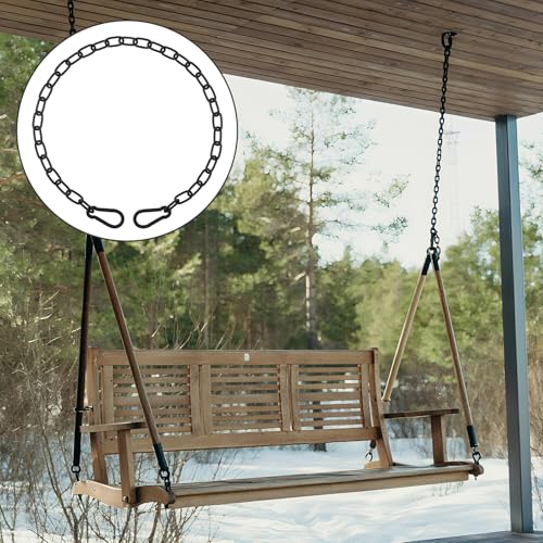 39 inch Gate Chain Lock with Both-Ended M8 Carabiners,Chain Dia 5 mm,Black | 304 Stainless steel, for outdoor fence gates,pet cages, easy to lock/unlock, extra security, for gate that wouldn’t stay shut - size: 39" x 13/64"