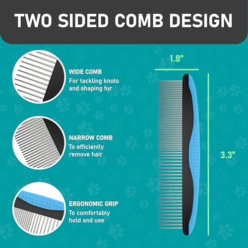 Maxpower Planet Pet Grooming Brush - Double Sided Shedding and Dematting Undercoat Rake Comb for Dogs and Cats,Extra Wide (C2 - Brush & Comb, Large) - color: BA - Brush & Comb, size: Large