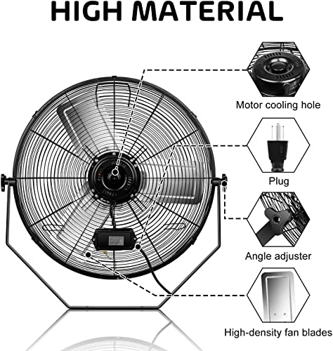 Simple Deluxe 24 Inch Industrial Wall Mount Fan, 3 Speed Commercial Ventilation Metal Fan for Warehouse, Greenhouse, Workshop, Patio, Factory and Basement - High Velocity, black - size: 24 Inch, style: 2 Pack