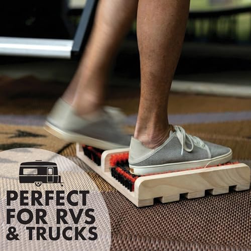 JobSite Boot Scraper - Outdoor Boot Brush Scrubber Brush - Compact, Portable Shoe Cleaner for Home, RVs, Trucks, Kids - Timber Edition