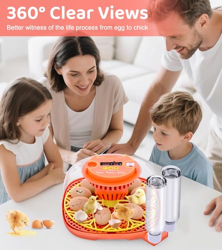 12 Egg Incubator for Hatching Eggs, Smart Temperature and Humidity Control, Automatic Egg Turning, Incubator for Hatching Chicken, Quail, Duck Eggs, 360° Clear View for Home, Classroom, Farm