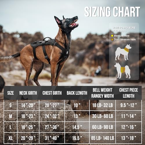 OneTigris Escape Proof Dog Harness, No Pull Dog Harness with Handles, Tactical Multi-Use Support Dogs Harnes for Large Dogs Everyday Wear Walking Hiking Training (Black, Medium) - color: Black, size: Medium