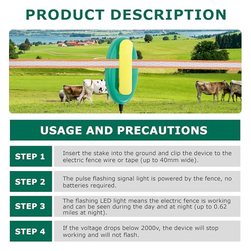 5 Pack Detects Electric Fence Energizer Pulse Flash Signal LED Light | Tester Indicator for pulsed energizers | Alert Device That Clips to Wire or Tape Fences - style: 5 Pack