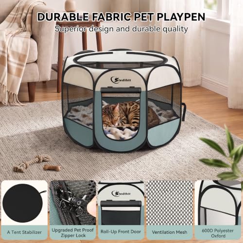 Sieidihit Dog Cat Playpen Tent Crate Cage with Blanket, Small Grey | Rest Zone for Recovering Pets New Pet Quarantine Room Portable Pop Up Easy to Set up lightweight dog Kennel with Carrying Bag - color: Grey with Blanket