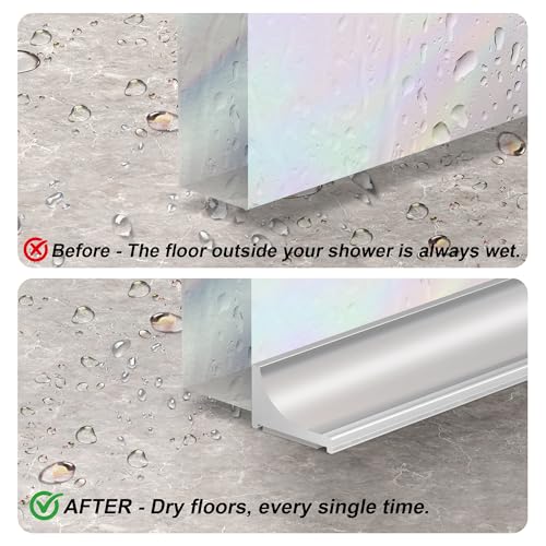 39Inch Shower Threshold Water Dam, Self-Adhesive Silicone Shower Barrier Water Stopper Shower Door Bottom Seal Strip Shower Splash Guard for Bathroom Kitchen Bathtub - color: Transparent, style: 39 inch