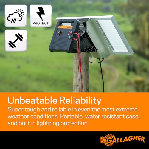 Gallagher MBS400 Multi-Power Fence Energizer | 4 Joule Electric Fence Charger for Livestock & Pasture Fencing | 110V Plug-in Battery or Solar Compatible | Powers Up to 60 Miles