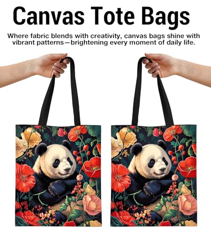 Vintage Botanical Animal Canvas Tote Bag for Women, Aesthetic Floral Animal Reusable Shoulder Bag for Shopping - color: 24