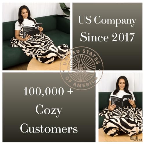 50" x 70" Zesty Zebra Foot Pocket Blanket Non-Electric - color: Zesty Zebra