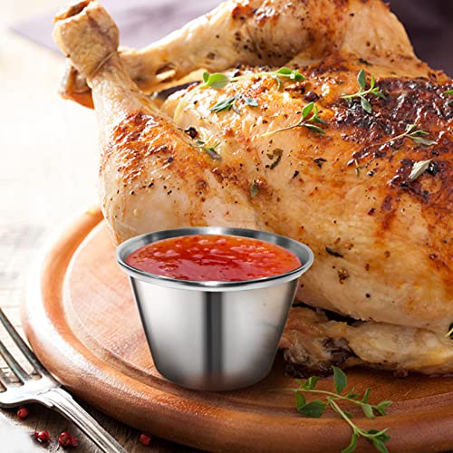 Artcome 55 Pack Stainless Steel Condiment Sauce Cups Great for Dipping and Portion Cups, 2.5 oz | stainless steel construction resists corrosion; portion cups suit BBQ dipping, household cooking, party use, food storage - size: 55pcs 2.5oz