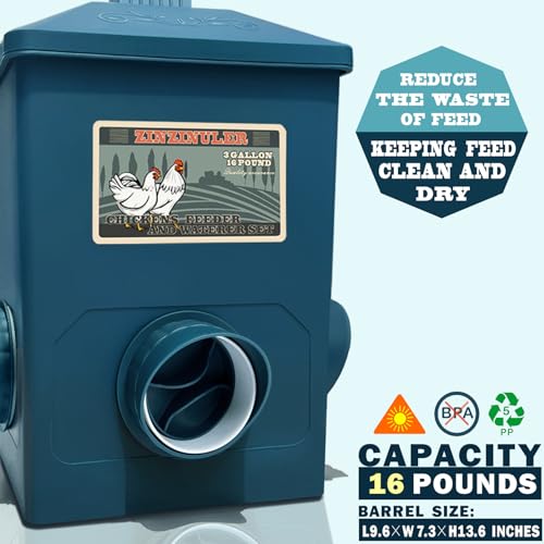 Chicken Feeder, Chicken Waterer with Float Controlled Automatic Set(3 Gallon/16 Pounds), Chicken Coop Accessories（Compatible with 5/8-inch and 3/4-inch Water Pipes, 60-inch Water Supply Pipe - color: Steel Blue