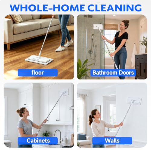 New Flat Mop with Extendable Handle for Multi-Surface Quick Cleanup | Mops for Floor Cleaning, No-touch Cloth Changing, Fits Most Pads, House Cleaning Supplies, No Back Strain, 10 Reusable Cloths - size: 1Mop with 10 Reusable Cloths