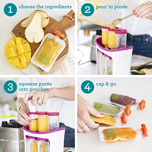 Infantino Squeeze Station, Fills 3 Pouches at Once, Purple | Baby food maker & pouch filler, Easy to use, Dishwasher safe, Homemade baby food essential - style: Squeeze Station Purple